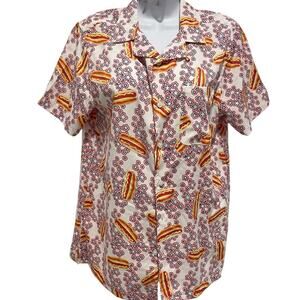 NWT ONE RESOLUTION CLOTHING Unisex Hot Dog July 4th Summer Button Down Small